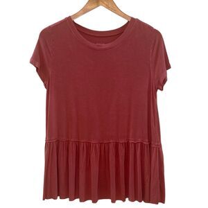 Mossimo Supply Co. Peplum Short Sleeve Tee Pink Coral Size Extra Small XS